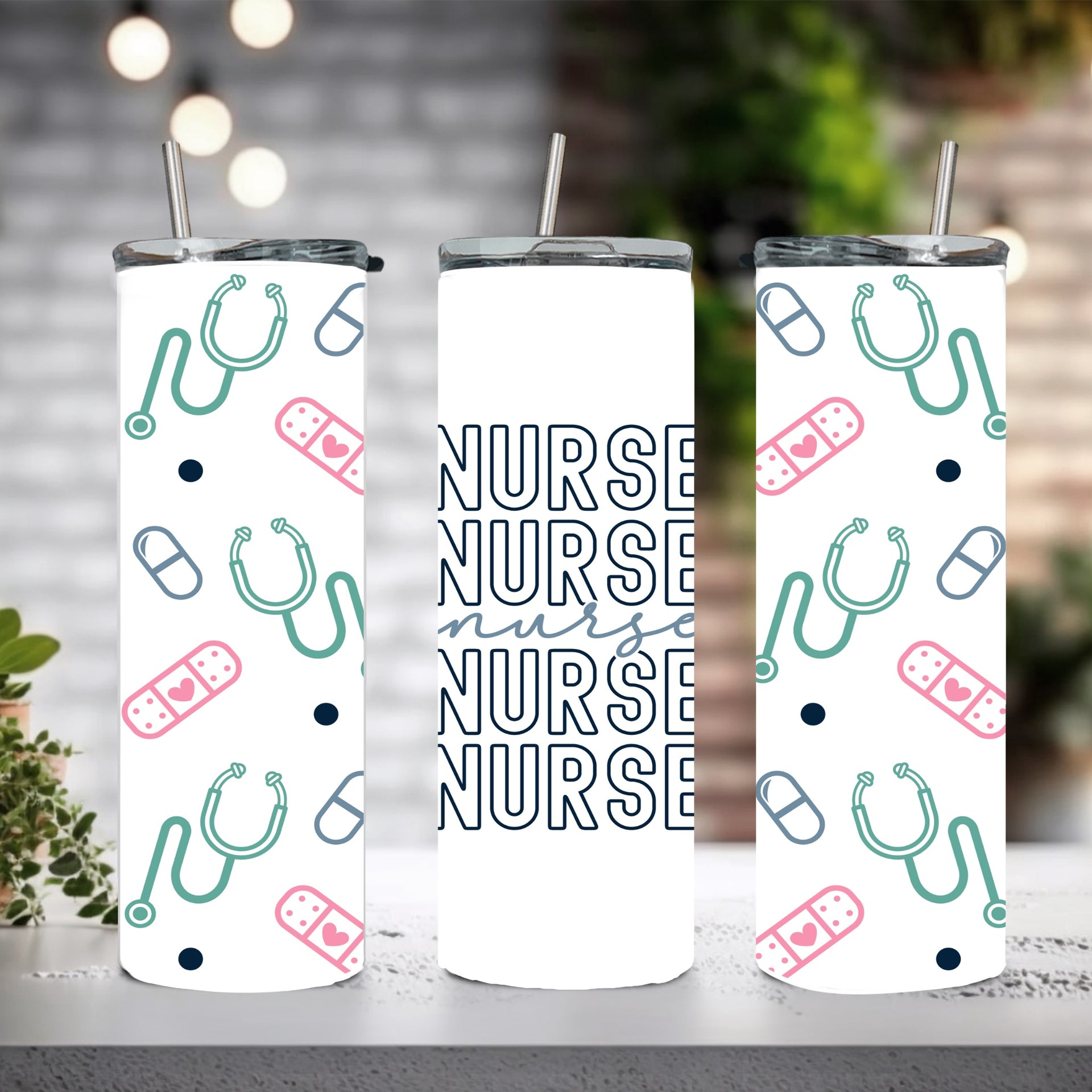 Personalized Nurse Tumbler, Nurse Gift, Skinny Tumbler With Straw